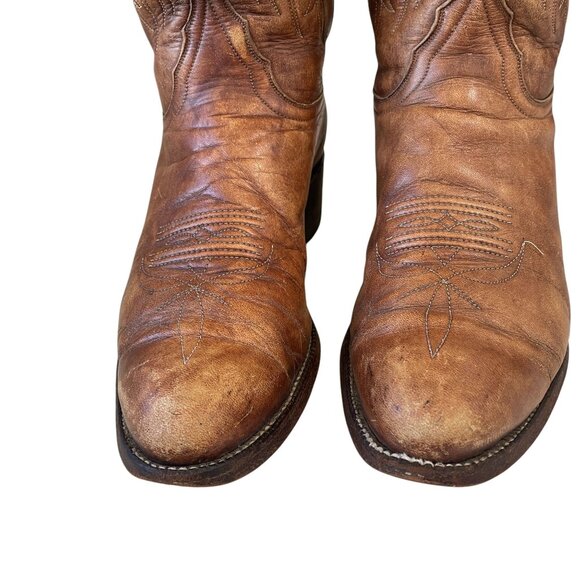 Vintage Tony Lama Cowboy Boots Size 9.5B Distressed Leather Western Riding Ranch - Picture 14 of 16